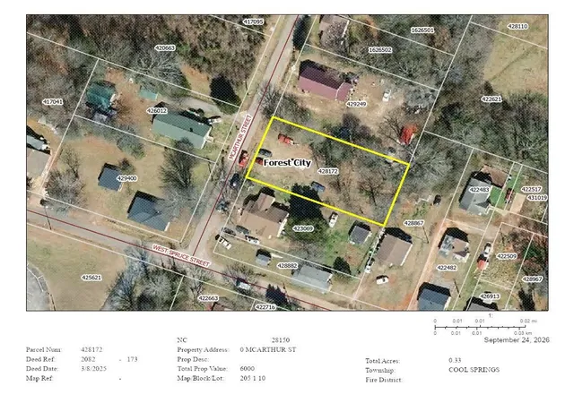 Photo 1 of Land for sale at 0 Mcarthur St, Forest City, NC 28043 | MLS# 4428234 | Listing updated on 2026-09-26