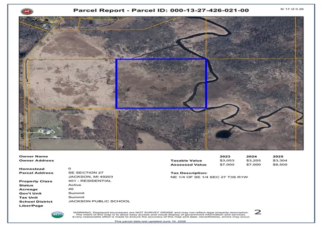 Photo 3 of Land for sale at Parcel C Browns Lake Rd, Jackson, MI 49203 | MLS# 70542181 | Listing updated on 2026-10-05