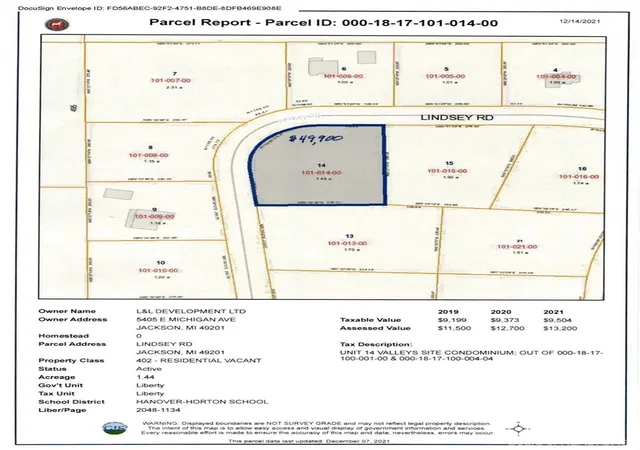 Photo 2 of Land for sale at 0 Lindsey Unit 14 Rd, Jackson, MI 49201 | MLS# 70378327 | Listing updated on 2026-01-26