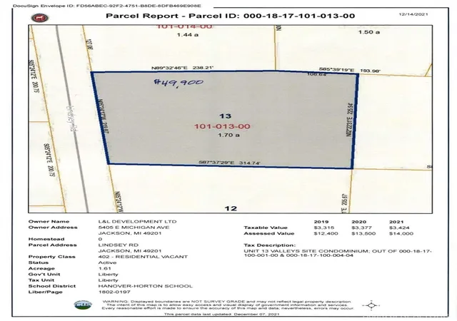 Photo 2 of Land for sale at 0 Lindsey Unit 13 Rd, Jackson, MI 49201 | MLS# 70379467 | Listing updated on 2026-01-26