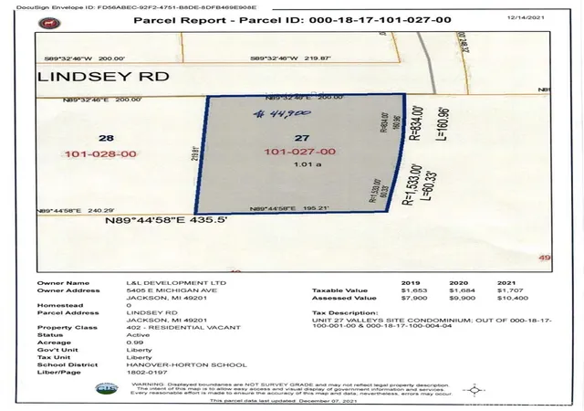 Photo 2 of Land for sale at 0 Lindsey Unit 27 Rd, Jackson, MI 49201 | MLS# 70378275 | Listing updated on 2026-08-31