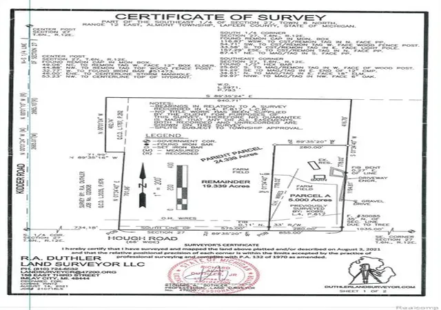 Photo 1 of Land for sale at 000 Hough Rd, Almont, MI 48003 | MLS# 60226965 | Listing updated on 2026-07-28