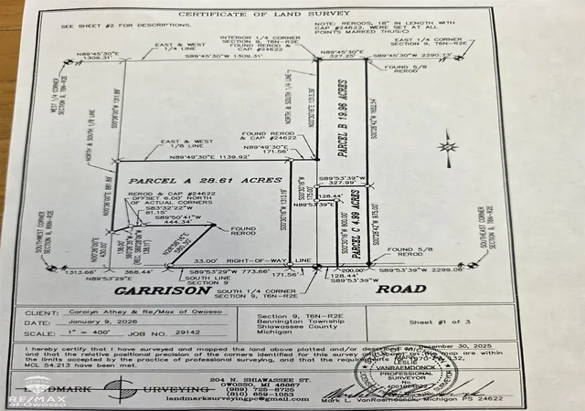 Photo 1 of Land for sale at Parcel W A Garrison Rd, Owosso, MI 48867 | MLS# 50217985 | Listing updated on 2026-08-10