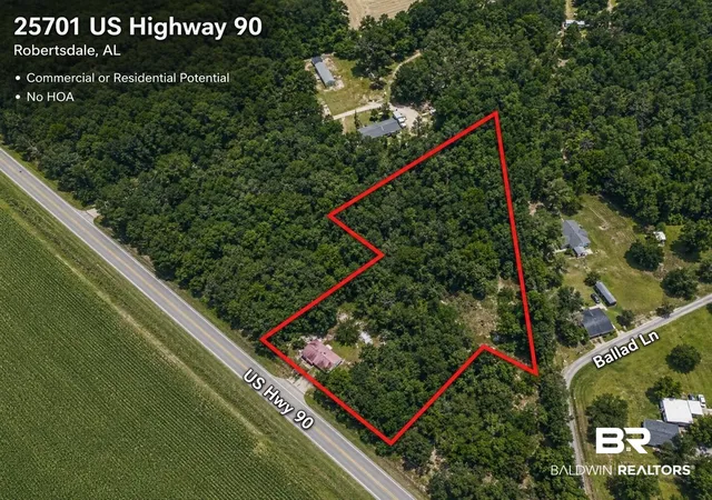 Photo 1 of Land for sale at 25701 Us Hwy 90, Robertsdale, AL 36567 | MLS# 398222 | Listing updated on 2026-08-02