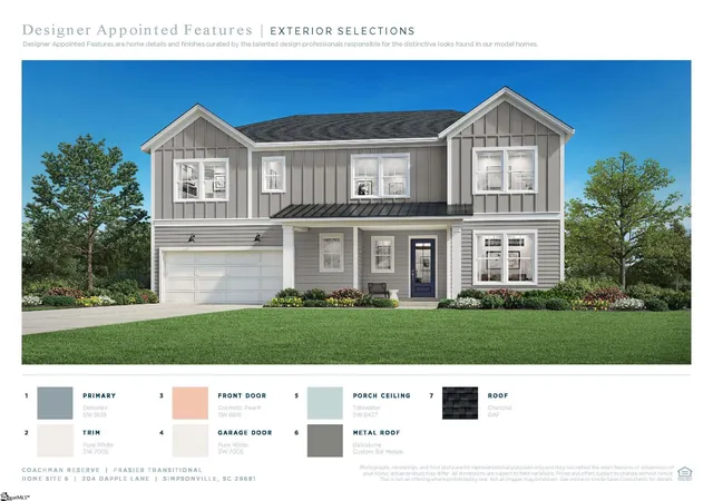 Photo 3 of Single family home for sale at 204 Dapple Ln #Lot 6 Fraiser Transitional, Simpsonville, SC 29681 | MLS# 1599490 | Listing updated on 2026-09-01