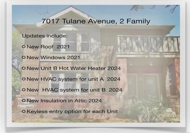 Photo 2 of Multi family home for sale at 7017 Tulane Ave, Saint Louis, MO 63130 | MLS# 24075501 | Listing updated on 2024-12-14