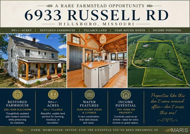 Photo 1 of Single family home for sale at 6933 Russell Rd, Hillsboro, MO 63050 | MLS# MIS26022551 | Listing updated on 2026-07-13