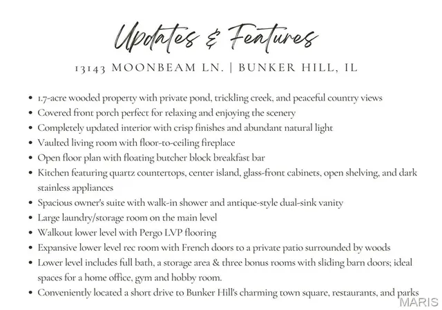 Photo 2 of Sale Pending at 13143 Moonbeam Ln, Bunker Hill, IL 62014 | MLS# MIS26038868 | Listing updated on 2026-09-01