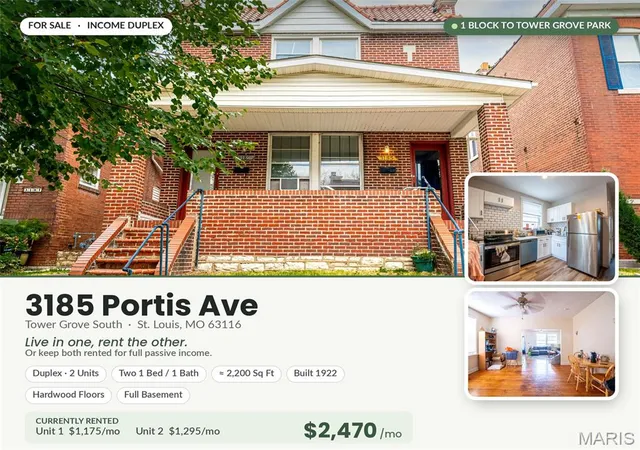 Photo 1 of Multi family home for sale at 3185 Portis Ave, St Louis, MO 63116 | MLS# MIS26040127 | Listing updated on 2026-09-04