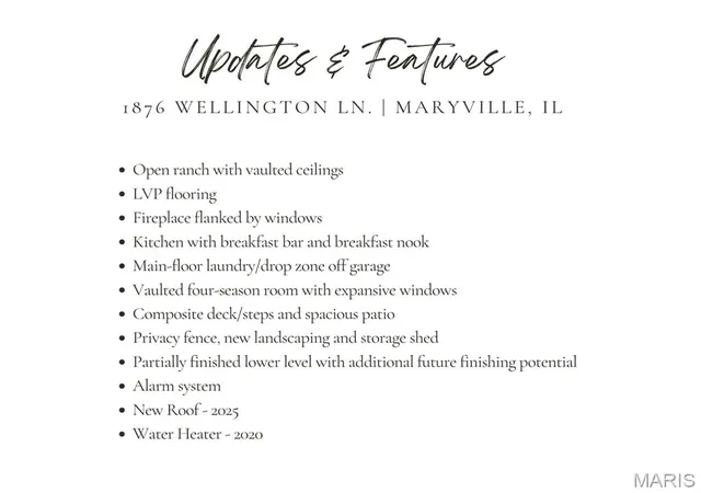 Photo 2 of Single family home for sale at 1876 Wellington Ln, Maryville, IL 62062 | MLS# MIS26064316 | Listing updated on 2026-10-08