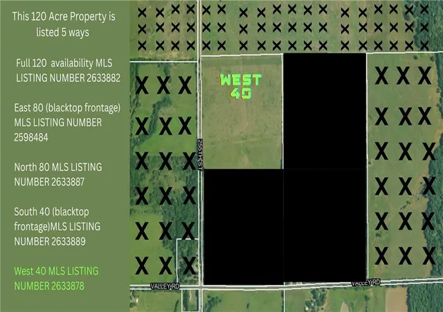 Photo 1 of Land for sale at 255th And Valley Rd, Fulton, KS 66738 | MLS# 2633878 | Listing updated on 2026-09-08