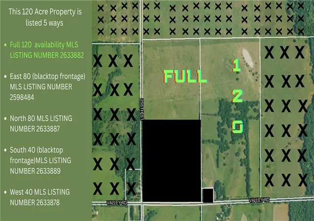 Photo 1 of Land for sale at 255th & Valley Rd, Fulton, KS 66738 | MLS# 2633882 | Listing updated on 2026-09-08
