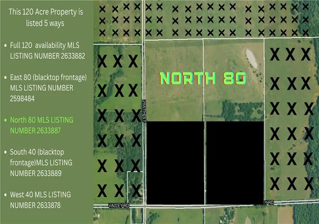 Photo 1 of Land for sale at 255th & Valley Ii Rd, Fulton, KS 66738 | MLS# 2633887 | Listing updated on 2026-09-08