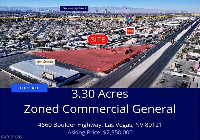Photo 1 of Land for sale at 4660 Boulder Hwy, Las Vegas, NV 89121 | MLS# 2811742 | Listing updated on 2026-08-24