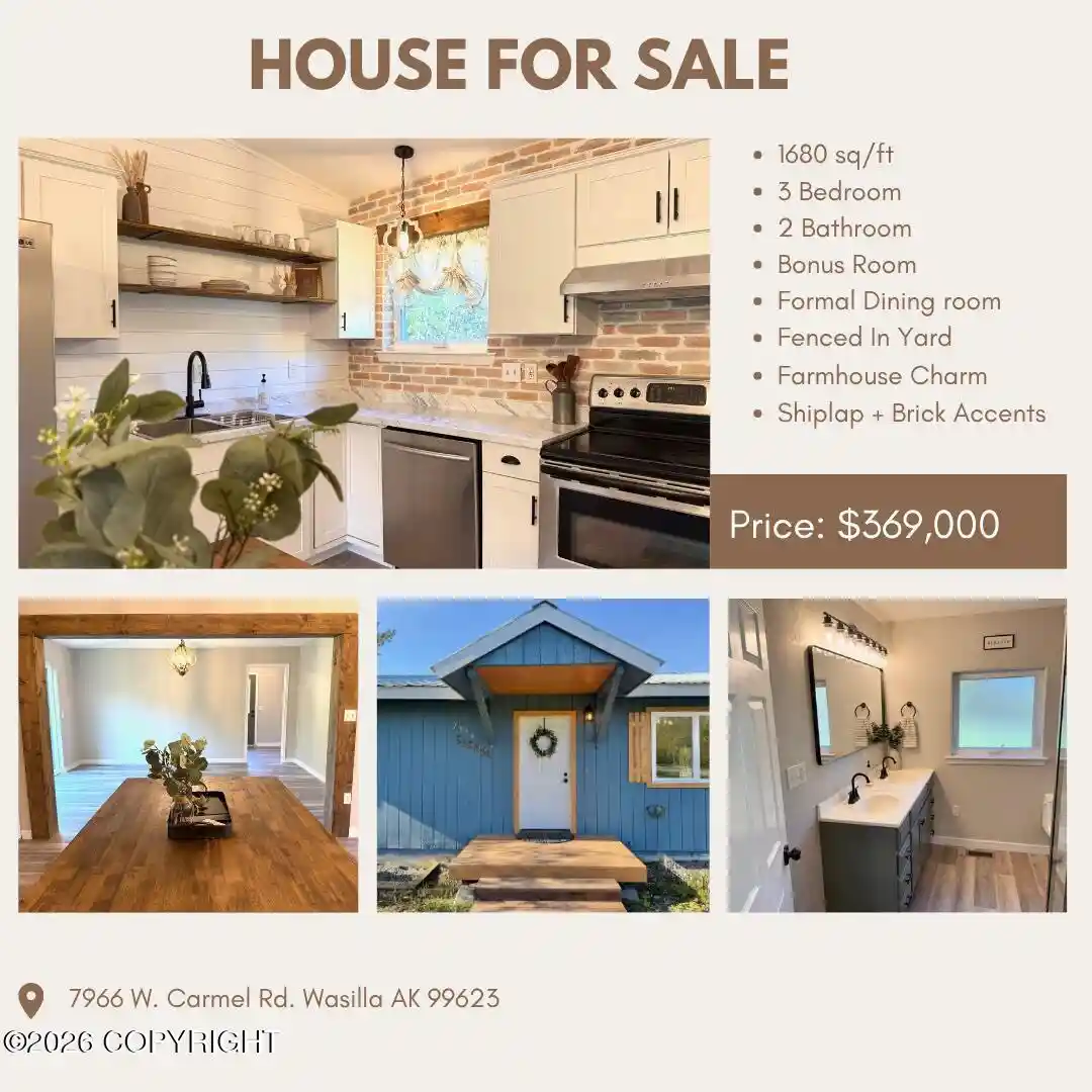 Photo 1 of Single family home for sale at 7966 W Carmel Rd, Wasilla, AK 99623 | MLS# 26-12645 | Listing updated on 2026-10-15