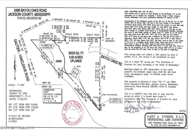 Photo 1 of Land for sale at 2498 Byp Oaks St, Gautier, MS 39553 | MLS# 4139145 | Listing updated on 2026-08-21