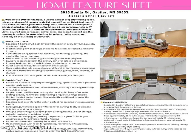 Photo 2 of Single family home for sale at 3015 Bonita Rd, Gautier, MS 39553 | MLS# 4154153 | Listing updated on 2026-08-06
