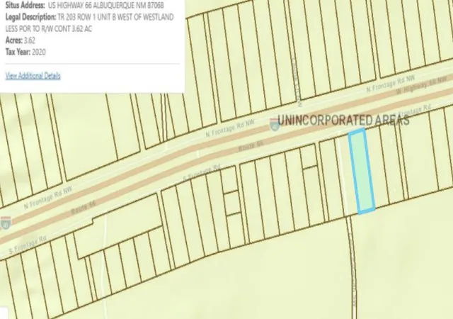 Photo 3 of Land for sale at Us Hwy 66 Sw, Albuquerque, NM 87121 | MLS# 1086379 | Listing updated on 2025-12-20