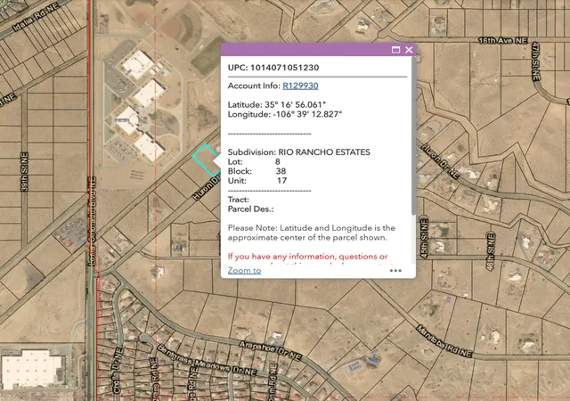 1st image of 4201 Huron Dr Ne   U17 B38 Lot 8, Rio Rancho, NM 87144 | MLS# 1106827