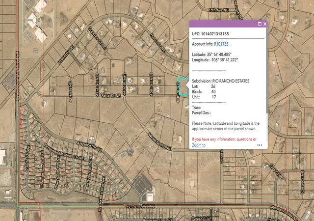 Photo 1 of Land for sale at 46th Ne Chamiza Ests St, Rio Rancho, NM 87144 | MLS# 1106876 | Listing updated on 2026-07-29