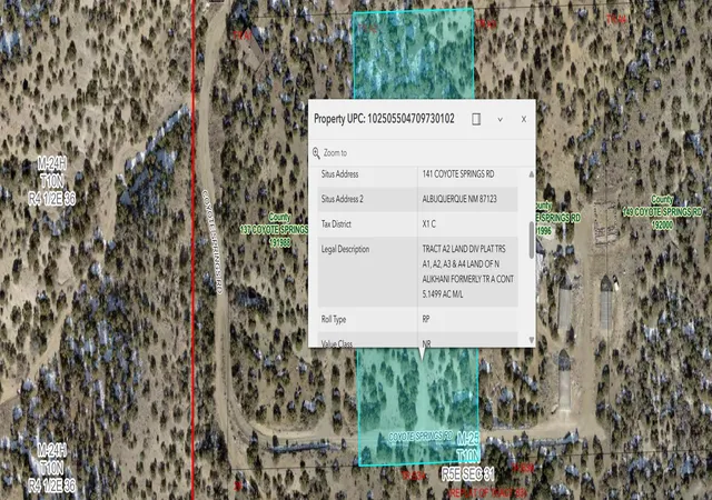 Photo 2 of Land for sale at 141 Coyote Springs Rd Se, Albuquerque, NM 87123 | MLS# 1109373 | Listing updated on 2026-08-18