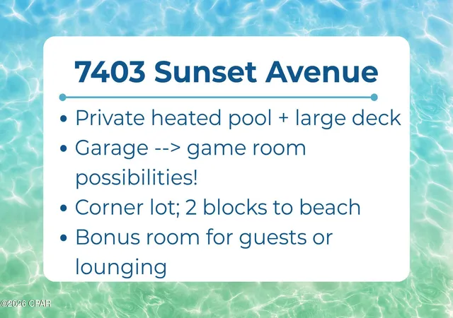 Photo 3 of Single family home for sale at 7403 Sunset Ave, Panama City, FL 32408 | MLS# 784601 | Listing updated on 2026-09-14