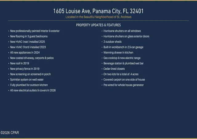 Photo 3 of Single family home for sale at 1605 Louise Ave, Panama City, FL 32401 | MLS# 791285 | Listing updated on 2026-09-04