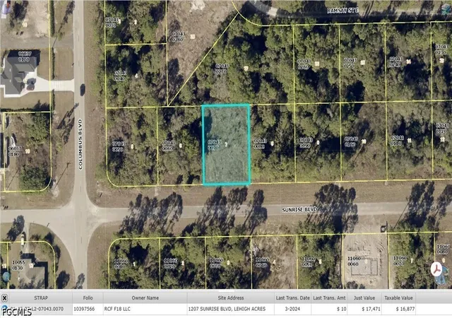 Photo 1 of Land for sale at 1207 Sunrise Blvd, Lehigh Acres, FL 33974 | MLS# 2026038729 | Listing updated on 2026-09-15