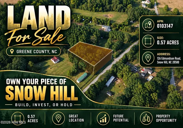 Photo 1 of Land for sale at 126 Edmundson Rd, Snow Hill, NC 28580 | MLS# 100599340 | Listing updated on 2026-10-24