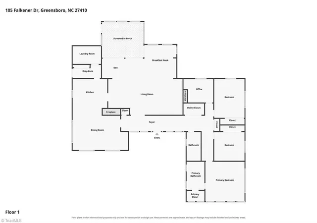 Photo 2 of Single family home for sale at 105 Falkener Dr, Greensboro, NC 27410 | MLS# 1234933 | Listing updated on 2026-10-03