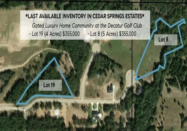 Photo 1 of Land for sale at Lot 8 Cedar Springs Dr, Decatur, TX 76234 | MLS# 21384373 | Listing updated on 2026-09-12