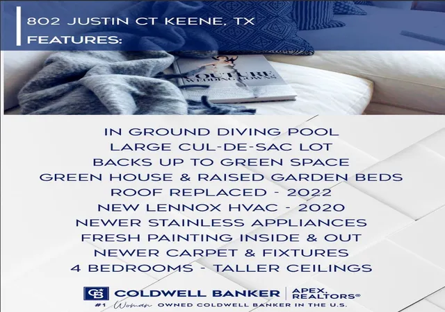 Photo 2 of Single family home for sale at 802 Justin Ct, Keene, TX 76059 | MLS# 21385011 | Listing updated on 2026-10-01