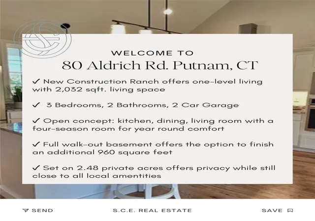 Photo 3 of Single family home for sale at 80 Aldrich Rd, Putnam, CT 06260 | MLS# 1422843 | Listing updated on 2026-09-13
