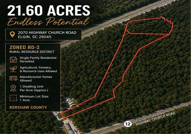 Photo 1 of Land for sale at 2070 Hwy Church Rd, Elgin, SC 29045 | MLS# 2620171 | Listing updated on 2026-09-04