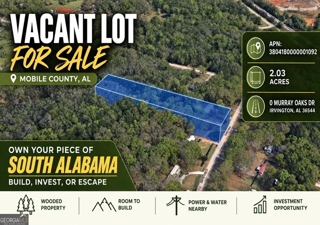 Photo 1 of Land for sale at 0 Murray Oaks Dr, Irvington, AL 36544 | MLS# 10829522 | Listing updated on 2026-09-21