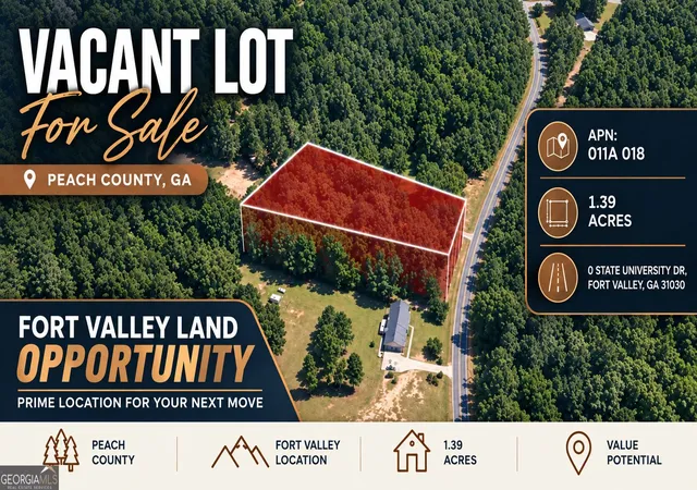 Photo 1 of Land for sale at 0 State University Dr, Fort Valley, GA 31030 | MLS# 10819512 | Listing updated on 2026-09-13