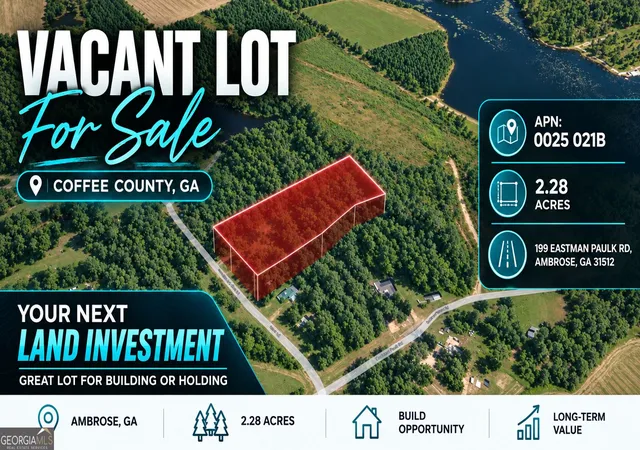 Photo 1 of Land for sale at 199 Eastman Paulk Rd, Ambrose, GA 31512 | MLS# 10821845 | Listing updated on 2026-09-13