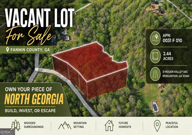 Photo 1 of Land for sale at 0 Hidden Valley Arc, Morganton, GA 30560 | MLS# 10841381 | Listing updated on 2026-09-18
