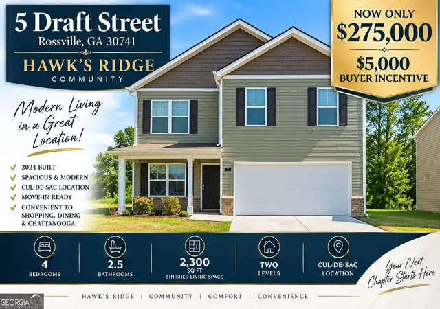 Photo 1 of Sale Pending at 5 Draft St, Rossville, GA 30741 | MLS# 10799865 | Listing updated on 2026-09-15