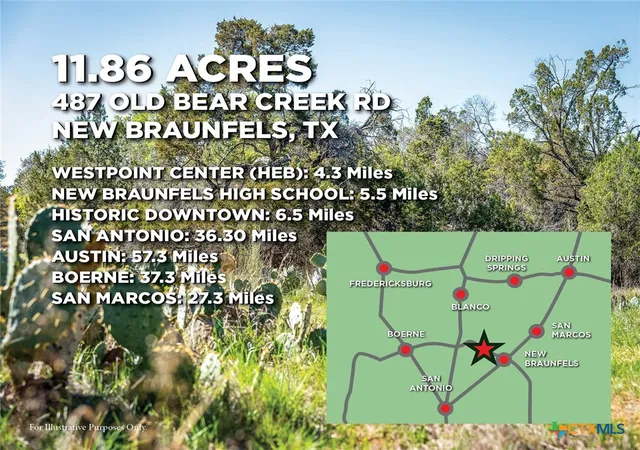 Photo 2 of Land for sale at 487 Old Bear Crk Rd, New Braunfels, TX 78132 | MLS# 608716 | Listing updated on 2026-08-26