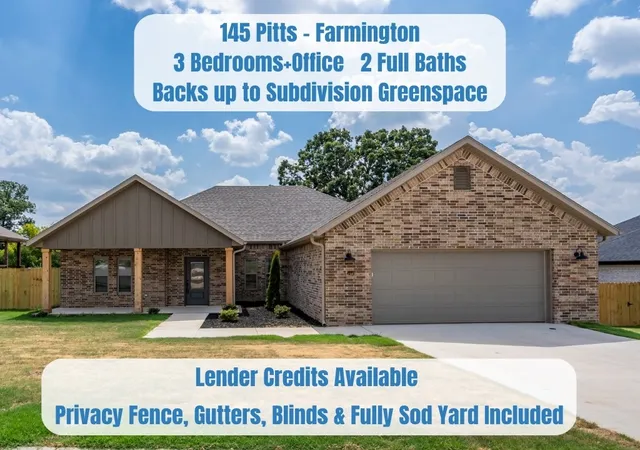 Photo 1 of Single family home for sale at 145 W Pitts St, Farmington, AR 72730 | MLS# 1349161 | Listing updated on 2026-09-06