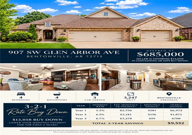 Photo 2 of Single family home for sale at 907 Glen Arbor Ave, Bentonville, AR 72713 | MLS# 1349838 | Listing updated on 2026-10-20