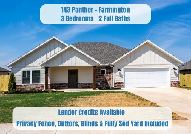 Photo 1 of Single family home for sale at 143 N Panther Ave, Farmington, AR 72730 | MLS# 1357903 | Listing updated on 2026-08-30