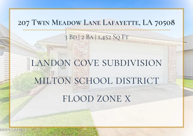 Photo 1 of Single family home for sale at 207 Twin Meadow Ln, Lafayette, LA 70508 | MLS# 2600008521 | Listing updated on 2026-09-21