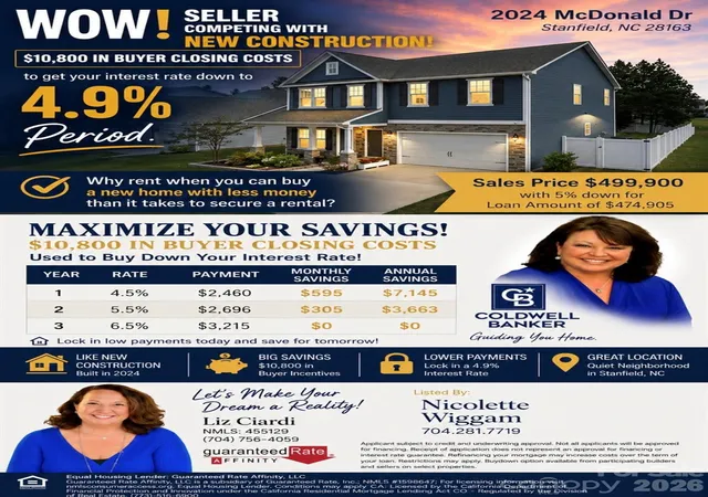 Photo 2 of Single family home for sale at 2014 Mcdonald Dr, Stanfield, NC 28163 | MLS# 4371123 | Listing updated on 2026-09-02