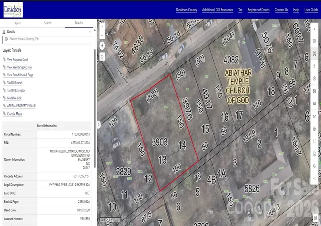 Photo 1 of Land for sale at 601 Tussey St, Lexington, NC 27292 | MLS# 4420968 | Listing updated on 2026-09-02
