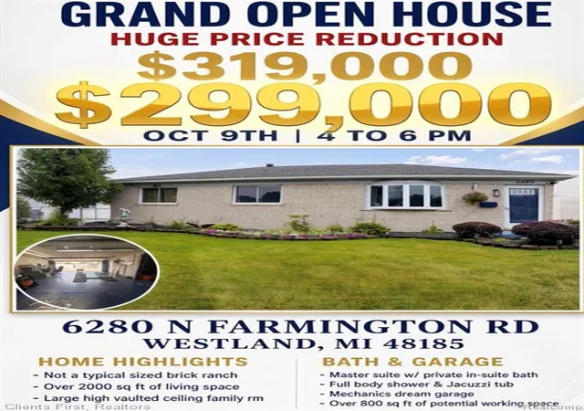 Photo 1 of Single family home for sale at 6280 N Farmington Rd, Westland, MI 48185 2884 | MLS# 61024775 | Listing updated on 2026-10-09