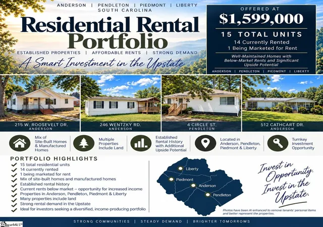 Photo 2 of Multi family home for sale at 215 W Roosevelt Dr, Anderson, SC 29626 | MLS# 1603815 | Listing updated on 2026-10-19