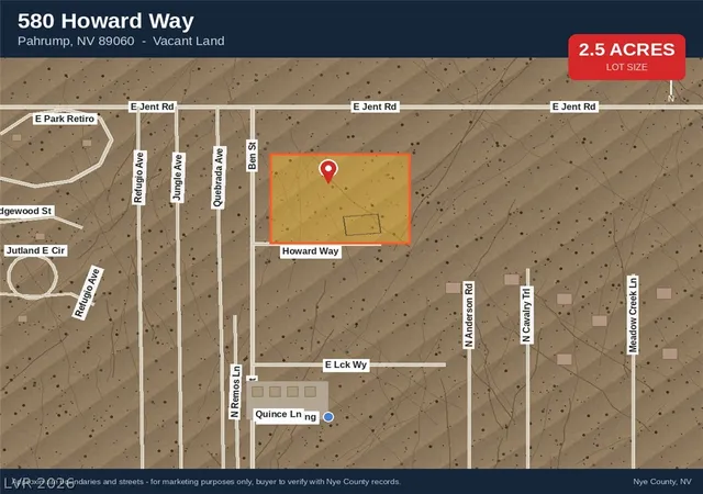 Photo 3 of Land for sale at 580 E Howard Way, Pahrump, NV 89060 | MLS# 2800522 | Listing updated on 2026-09-20