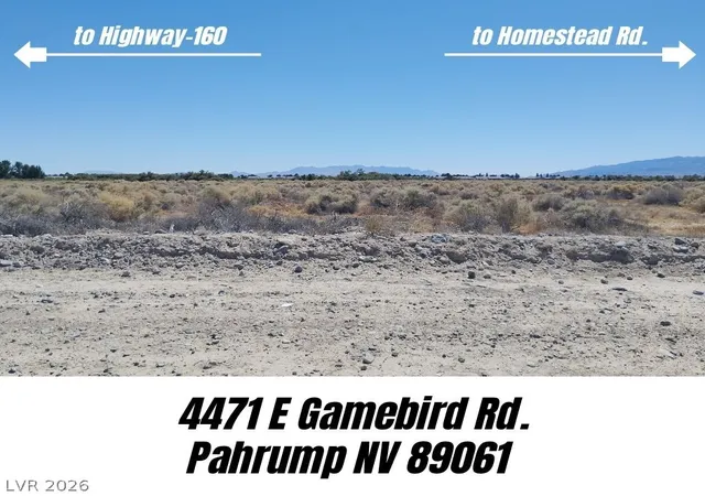 Photo 1 of Land for sale at 4471 E Gamebird Rd, Pahrump, NV 89048 | MLS# 2816162 | Listing updated on 2026-09-11